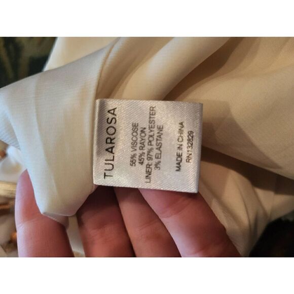 Tularosa Dress Women's Small Beige Fiesta Tassel Cold Shoulder Mini Boho - Picture 4 of 6